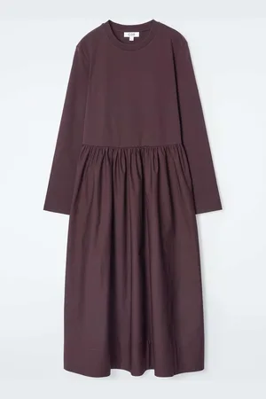 COS Contrast-Panel Long-Sleeved Midi Dress