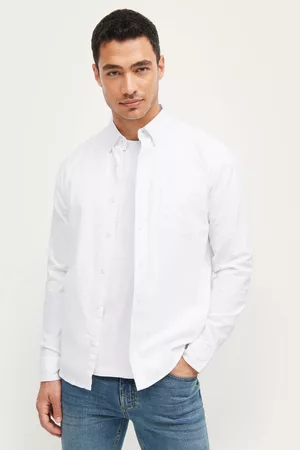 ELLOS Mænd Langærmede skjorter - Oxfordskjorte Jake - Hvid