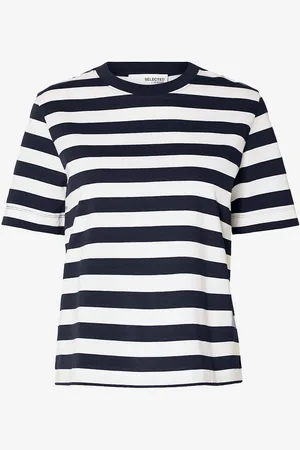 SELECTED Top slfEssential SS Striped Boxy Tee