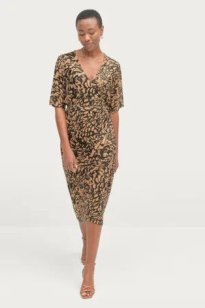 Zizzi Slå-om kjole eCi 1/2 Mesh Midi Wrap Dress
