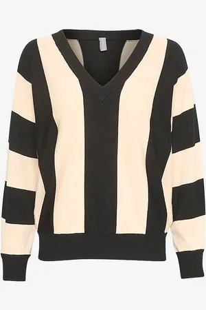 Culture Trøje cuAnnemarie Stripe V-neck Pullover