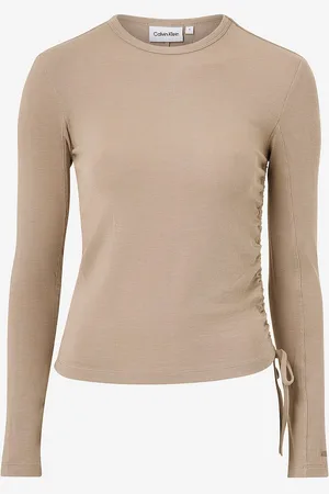 Calvin Klein Top Modal Rib Gathered LS Tee