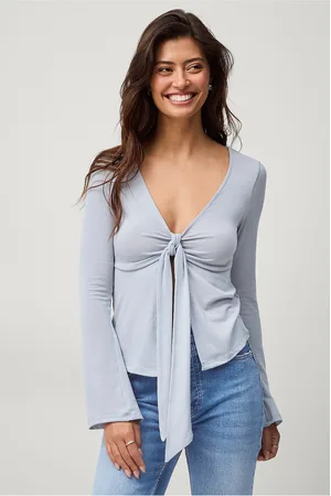 Gina Tricot Top Tie Front Long Sleeve Top