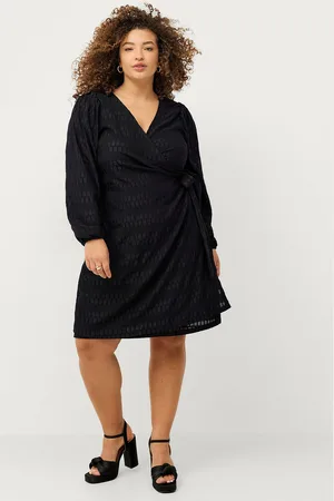 Zizzi Slå-om kjole xWill L/S Blk Wrap Dress