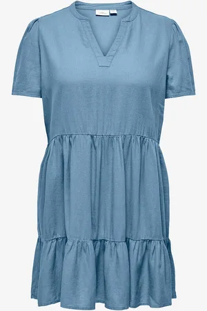ONLY Kjole carTiri-caro S/S V-neck Lin Dress
