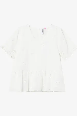 VERO MODA Bluse vmMaja SS Broderie Top Wvn Girl