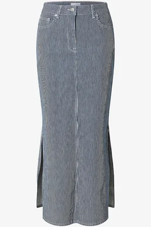 SELECTED Denimnederdel slfMyra HW Stripe Column Denim Skirt