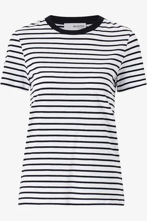 SELECTED Top slfMyessential SS Stripe O-neck Tee