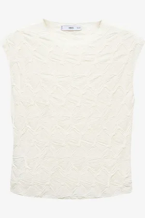 MANGO Top T-shirt Cream