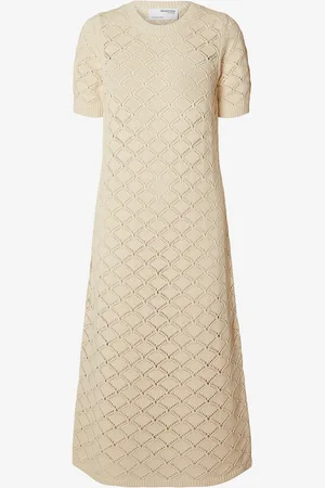 SELECTED Strikkjole slfVinna SS Long Knit Dress
