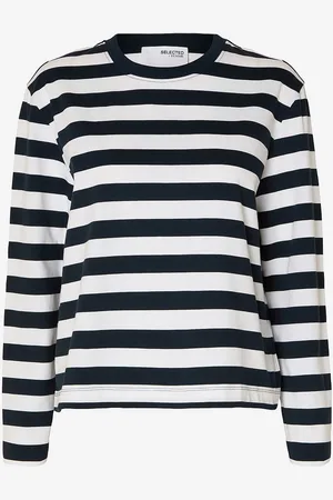 SELECTED Top slfEssential LS Striped Boxy Tee