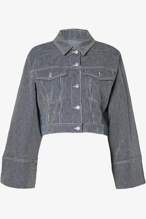 SELECTED Cowboyjakke slfMyra LS Stripe Short Denim Jacket