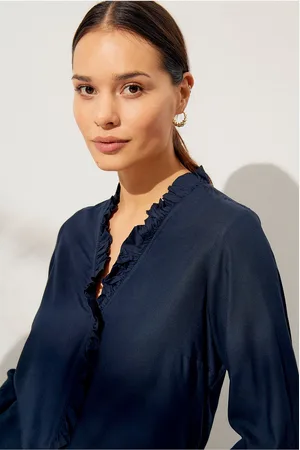 ELLOS Viskosebluse med flæsedetalje bluse