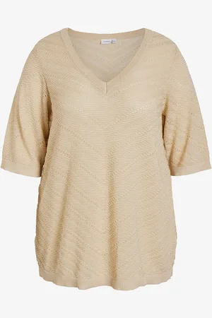 VILA Trøje viEsty V-neck 2/4 Glitter Knit Top