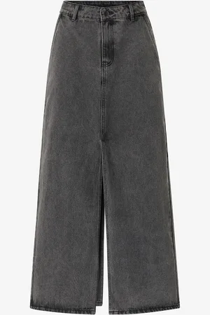 VILA Cowboynederdel viKira Long Washed Denim Skirt