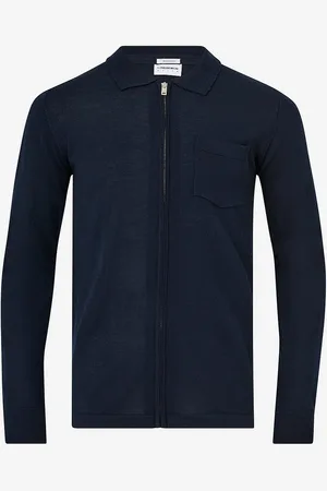 Lindbergh Cardigan Merino Polo Collar Cardigan