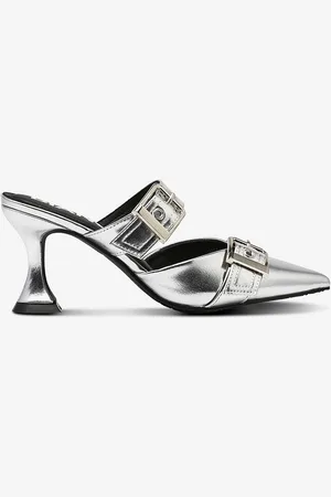 Bianco Sandaler med hæl biaGlam Mule Double Buckle Metallic PU