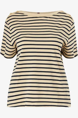 Tommy Hilfiger Top Crv Reg Stripe Gold Btn C-nk SS