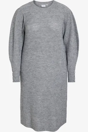 VILA Kjole viGlacy O-neck L/S Mdi Knit/cur