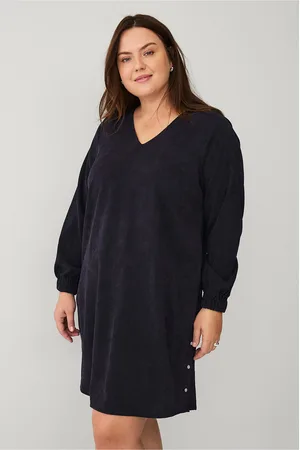 Zizzi Fløjlskjole vElena L/S Abk Button Dress