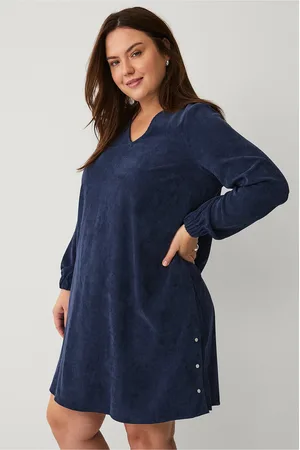 Zizzi Fløjlskjole vElena L/S Abk Button Dress
