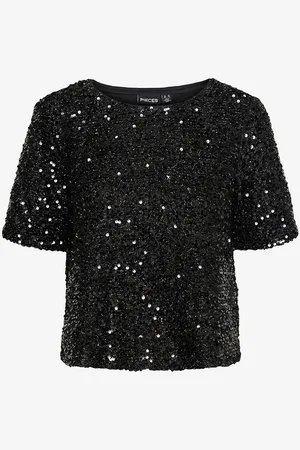 Pieces® Top pcSerena Sequin SS O-neck Top