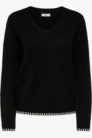 JDY Trøje Sage L/S V-neck Contrast Hem Pul