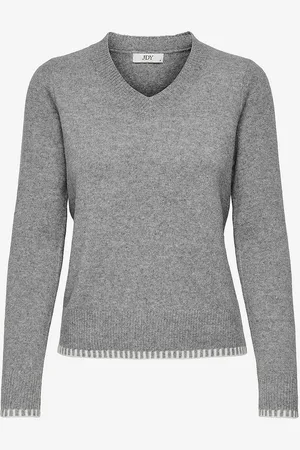 JDY Trøje Sage L/S V-neck Contrast Hem Pul