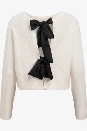 Object Cardigan objParvi Sateen Bow Knit Cardigan D