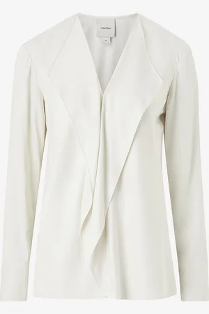 Calvin Klein Bluse Natural Sheen LS Draped Blouse
