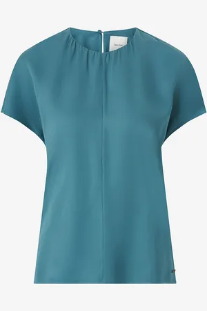 Calvin Klein Top Natural Sheen SS Gathered Blouse