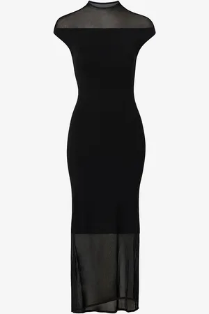 Calvin Klein Kjole Sheer Viscose Knit Midi