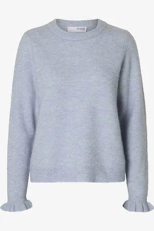 SELECTED Trøje slfLulu LS Knit Frill Cuff O-neck N