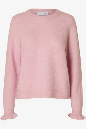 SELECTED Trøje slfLulu LS Knit Frill Cuff O-neck N