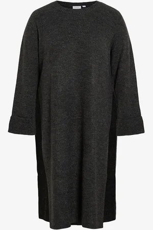 VILA Kjole viCilia O-neck L/S High Slit Dress/