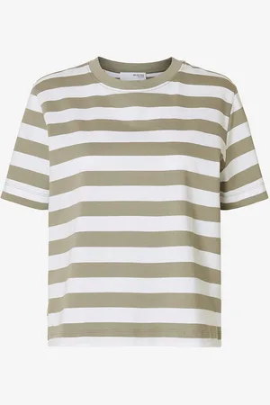 SELECTED Top slfEssential SS Striped Boxy Tee