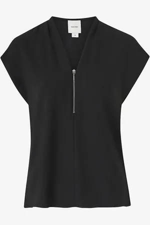 Calvin Klein Top Heavy Georgette SS Zip Blouse