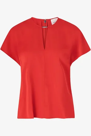 Calvin Klein Top Drapey Satin SS Metal Blouse