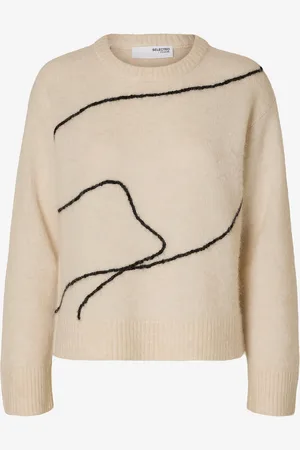 SELECTED Trøje slfSia Ras LS Knit Artwork O-neck