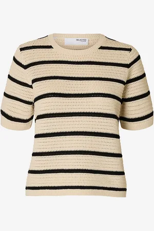 SELECTED Top slfVinna SS Structure Knit O-neck