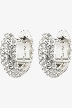 Pilgrim Lona Chunky krystal huggie hoops sølvbelagt