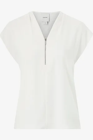 Calvin Klein Top Heavy Georgette SS Zip Blouse