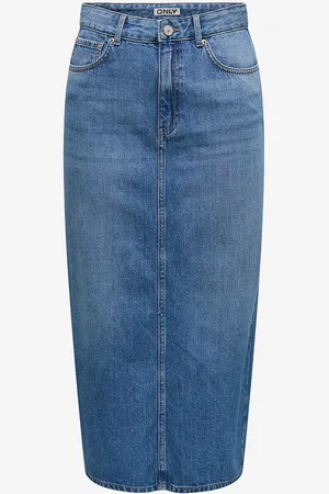 ONLY Cowboynederdel onlLumi Midi Back Slit Skirt Dnm