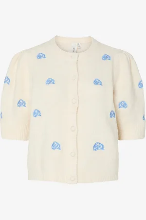 Y.A.S Cardigan yasAnne SS Embroidery Knit Cardigan