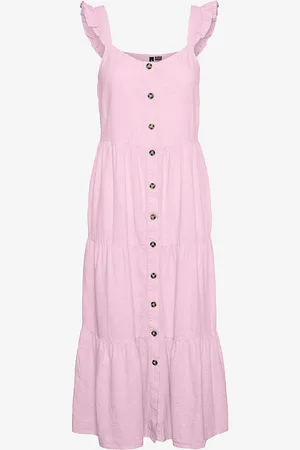 VERO MODA Hørkjole vmLinn SL Calf Button Dress