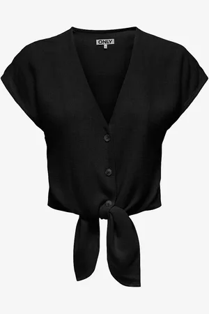 ONLY Bluse onlSiesta SS Knot Lin BL Shirt Pnt