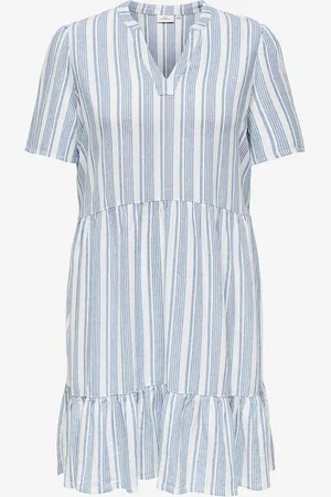ONLY Kjole carTiri-caro S/S V-neck Lin Dress