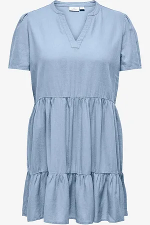 ONLY Kjole carTiri-caro S/S V-neck Lin Dress