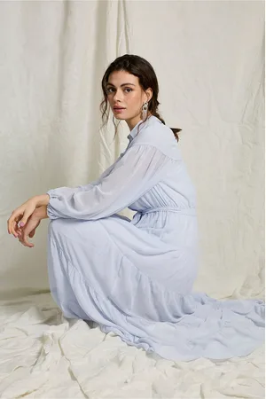 JOELLE Maxi kjole i chiffon med bølger