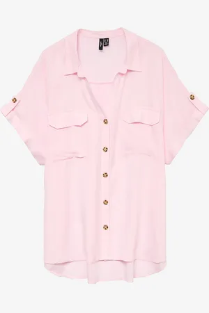 VERO MODA Skjorte vmcBumpy S/S Shirt Wvn GA Curve